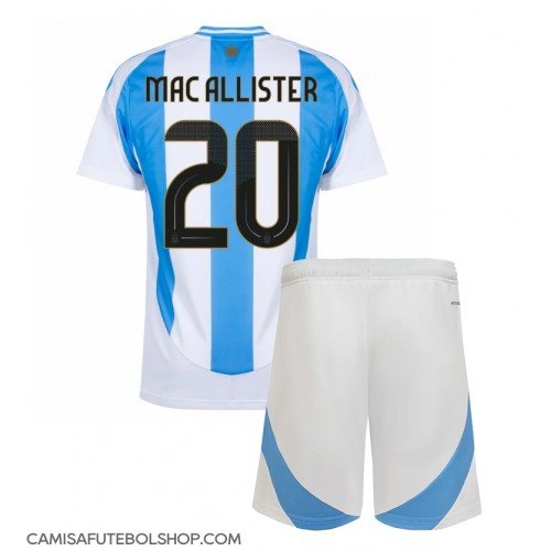 Camisa de time de futebol Argentina Alexis Mac Allister #20 Replicas 1º Equipamento Infantil Copa America 2024 Manga Curta (+ Calças curtas)